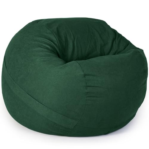 Sitzsack Abdeckung aus Premium-SHU-Samt-Baumwolle (ohne Füllstoff), Sitzsackhülle Lazy Lounger Sitzsack Stuhl Sofabezug für Kinder und Erwachsene,Dark Green,4Ft