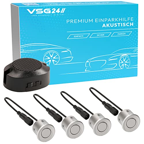 VSG Einparkhilfe mit einem akustischen Signalgeber und inklusive 4 Sensoren in silber für hinten