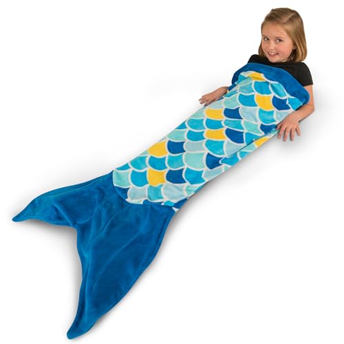 Fin Fun Meerjungfrau Decke für Mädchen und Damen - Kuscheldecke zum reinschlüpfen für Meerjungfrauen Fans - erhältlich in 60 x 130 cm und 70 x 170 cm