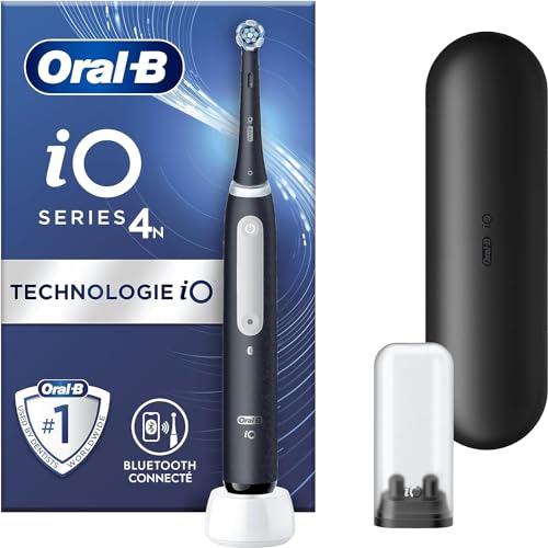Oral-B iO 4N Elektrische Zahnbürste, schwarz, mit Bluetooth, 1 Bürste, 1 Reiseetui