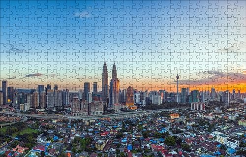 GUOHLOZ Puzzle 1000 Teile Erwachsene Puzzles für Erwachsene Klassische Puzzles 1000 Teile Erwachsene Puzzles 1000 Teile Kuala Lumpur, Kampung Baru, 75x50cm