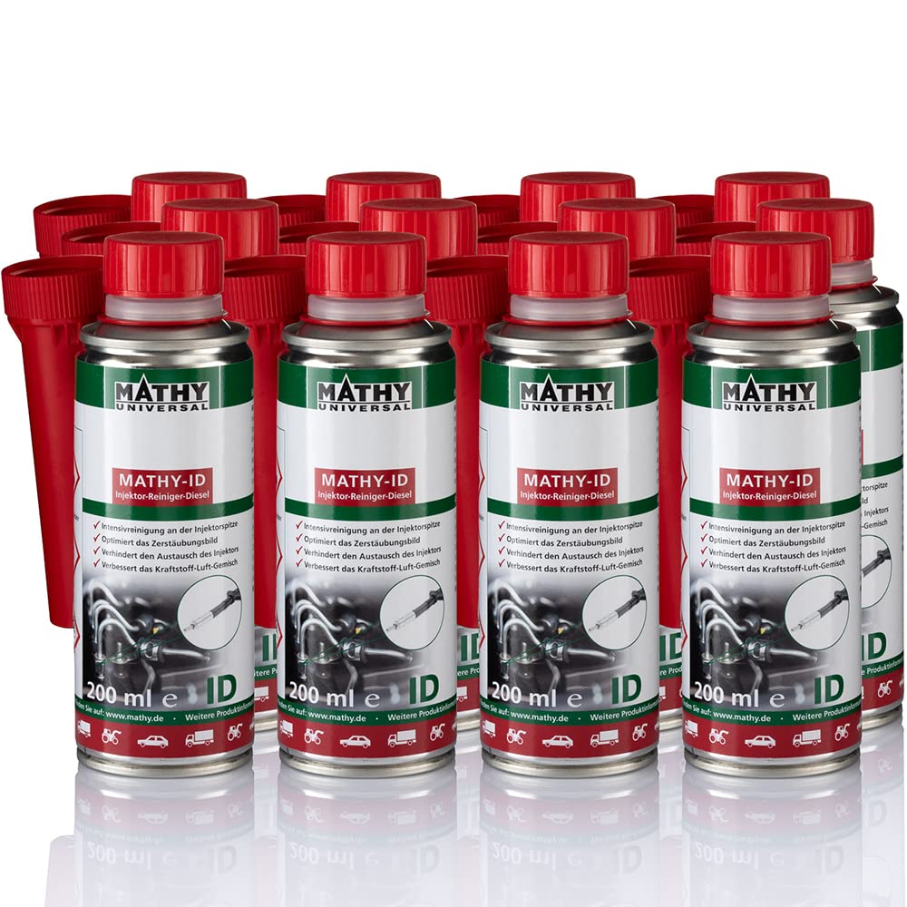 MATHY-ID Injektoren Reiniger Diesel - Diesel Additiv zur Reinigung der Einspritzdüsen im Dieselmotor - Einspritzdüsen Reiniger, 12 x 200 ml