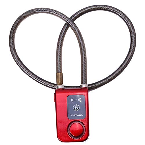 MAGT Fahrradschloss, Hochwertige APP-Steuerung Bluetooth Smart Anti Theft Lock mit 105 dB Alarm für Motorrad und Tore(rot)