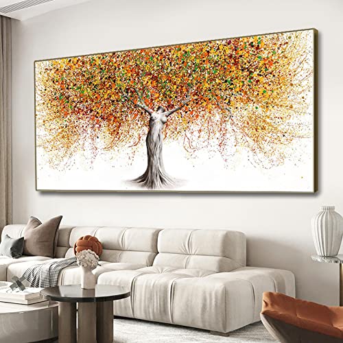 Zhaoyang Art Große Wandkunst, Gemälde, abstrakter Frauenkörper, bunte Bäume, Poster, modernes Zuhause, dekorative Bilder für Wohnzimmer, 60 x 128 cm/24 x 50 Zoll, mit Rahmen