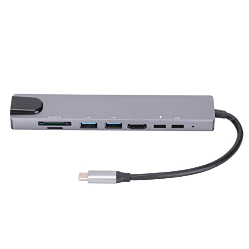 Heayzoki USB C Hub,Multiport USB Hub 8 in 1 Typ C zu HD Multimedia Interface USB3.0 USB C RJ45 Speicherkarte USB C Hub,Unterstützt HDM Projektionsleinwand,USB Erweiterung,PD Schnellladung