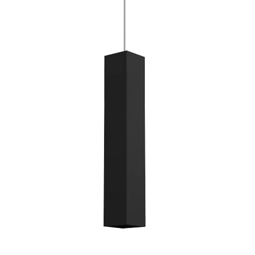 L+ Moderne Hängelampe, modern, handgefertigt, Lampenschirm aus Metall GU10, Küche, Wohnzimmer, Schlafzimmer, modernes Design (schwarz, 6 x 6 x 40 cm)