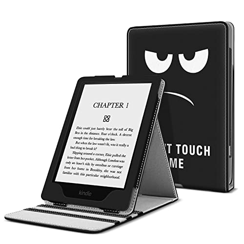 TNP Hülle für Kindle Paperwhite 11. Generation 2021 Signature Edition 6,8 Zoll eReader,faltbar Ständer, vertikal klappbar für Kindle Paperwhite, Premium PU-Leder, Schwarz, Don't Touch Me