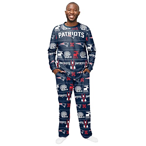 New England Patriots NFL Ugly Pajama Schlafanzug Pyjama Weihnachten (L)
