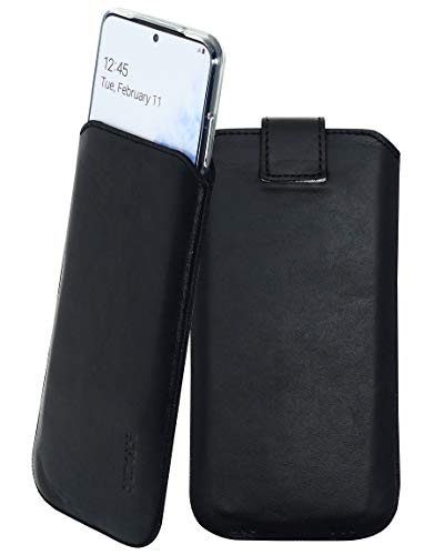 Suncase Leder Tasche kompatibel mit Google Pixel 7a Hülle mit ZUSÄTZLICHER Transparent Case | Schale | Silikon Bumper Handytasche (mit Rückzugsfunktion und Magnetverschluss) in schwarz