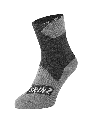 SealSkinz Waterproof All Weather Ankle Length Sock, Black/Grey Marl, XL