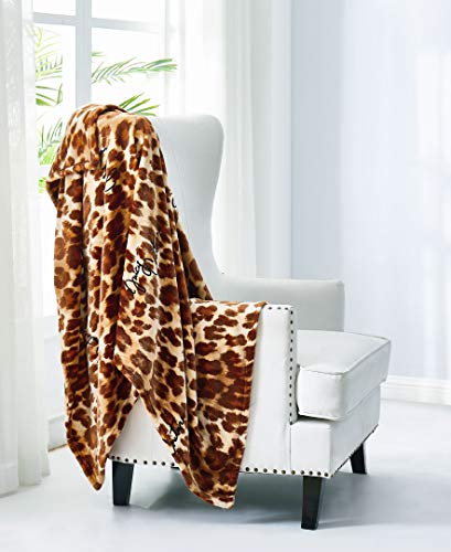 Juicy Couture - Überwurfdecke | Regent Leopard | Plüsch und gemütlich | dekorative Decken für Sofas, Stühle und Betten | luxuriös und weich | schicke Wohnkultur | Maße: 127 x 177,8 cm | braun