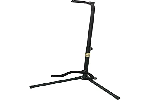 BSX 518070 De Luxe Gitarrenständer (höhenverstellbar von 60 - 83 cm, Standfläche 55 x 35 cm) schwarz