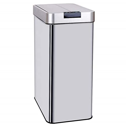 KITCHEN MOVE Silberfarben Mülleimer für die Küche, automatisch, 70 l, Edelstahl, Metall Aluminium, (70L) EU