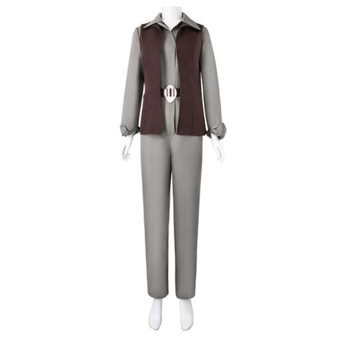 Thegis Prinzessin Leia Kostüm Leia Organa Solo Cosplay Jacke Overall Outfits Halloween Anzug,Brown-L