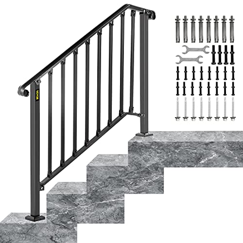 BuoQua Treppengeländer für Treppe, Handlauf, schwarz, für Treppen (3 bis 4 Stufen)