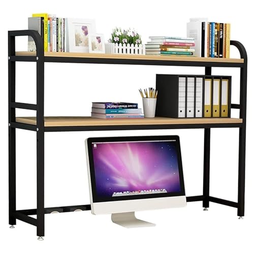 Kamnik 2-stufiges Desktop-Bücherregal für Computertisch – industrielles Computertisch-Bücherregal, verstellbares Schreibtisch-Bücherregal-Organizer-Gestell, offenes Arbeitsplatten-Aufbewahrungsrega