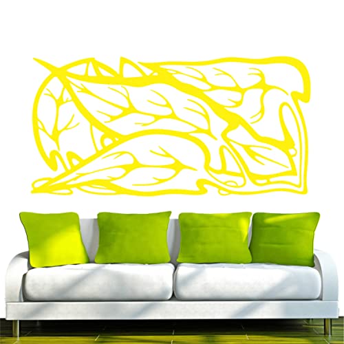 INDIGOS/Wandaufkleber-e138 hübsches natürliches Blätterwerk, Vinyl, gelb, 96 x 48 x 1 cm