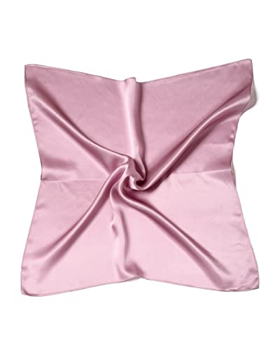 MayTree Seidentuch, buntes Halstuch für Damen, Nickituch aus 100% Maulbeer-Seide, quadratisch einfarbig 53x53 flieder lila