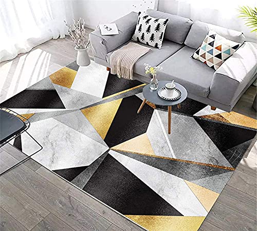 FGDSA Teppich Home Design Anti-schmutz-Teppiche Gelb Grau Dreieck Muster Anti-schmutzig und langlebig Wohnzimmer Teppich langlebig Bereich Teppich Grau 60 x 90 cm