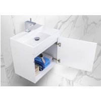 Badmöbel Bella.Mini für Gäste WC, Unterschrank grifflos mit Waschtisch 50x36 cm, vormontiert