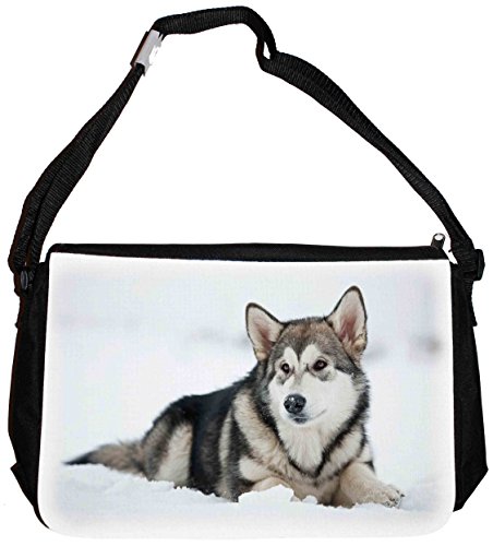 Merchandise for Fans Schultertasche - 38x28x8cm, 8,5 Liter, schwarz Motiv: Schlittenhund Husky - 01