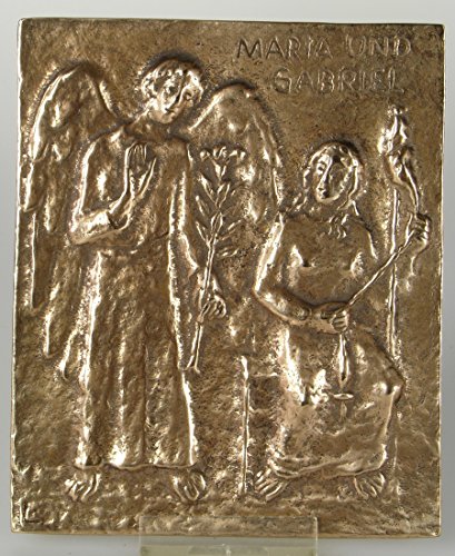Bronze Relief Maria und Gabriel, 13x10 cm