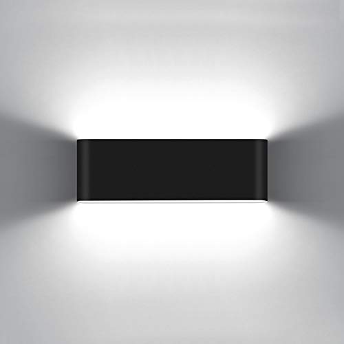 KAWELL 20W Modern Wandlampe LED Wandleuchte Up Down Aluminium Wandbeleuchtung Wasserdicht IP65 Innen Außen für Schlafzimmer Badezimmer Wohnzimmer Flur Treppen Korridor, Schwarz 6000K