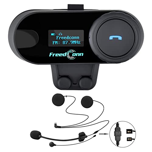 FreedConn TCOM-SC Motorradhelm Kommunikation Headset Bluetooth Intercom-Lautsprecher für Motorradfahren Skifahren 2-3 Fahrer LCD-Bildschirm Full Duplex-Freisprecheinrichtung BT 800M 500M / 0,3MI