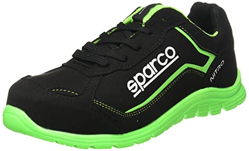 Sparco Unisex-Erwachsene Teamwork Scarpa Antinfortunistica Da Lavoro-Bassa PER Uomo E Donna-Nitro-S3 SRC Brandschutzstiefel, Nero/Verde, 38 EU