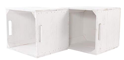 2X Vintage-Möbel 24 Neue weiße Kiste für IKEA Kallax Regal Expedit 33cm x 37,5cm x 32,5cm Einsatz Aufbewahrungsbox Obstkisten Weinkiste Aufbewahrungskisten Regal Holz Kiste klassisch