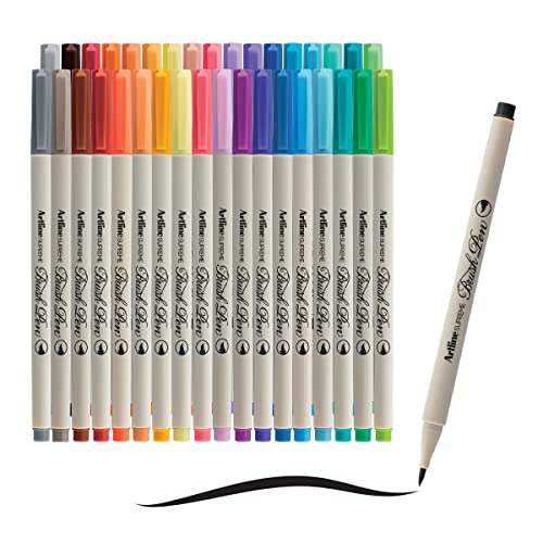 artline SUPREME Pinselstift für Coloriage, Journaling Note, Handschrift, Kalligraphie Pinsel Stil (flexibel), 36 Tintenfarben Set (EPFS-F/36W)
