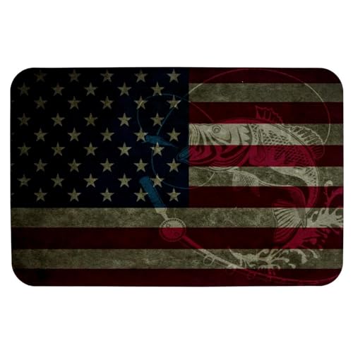 MUOOUM Badematte mit amerikanischer Flagge, wasserabsorbierend, rutschfest, kühl, dünn, waschbar, schnell trocknend, für Dusche, Badewanne, Innentür, 50 x 80 cm
