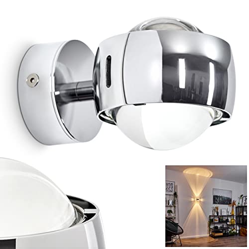 Wand-Lampe Sapri - halbrund Designer-Effektlampe mit Schlitzen in modernem Chrom - die Wandbeleuchtung funktioniert mit LED oder Halogen