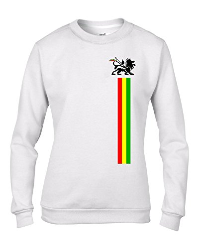 Tribal T-Shirts Lion of Judah Stripes Reggae Damen Sweatshirt Pullover, weiß, 42