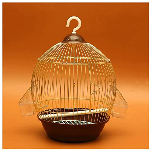 Vogelhaus Runder Luxus-Vogelkäfig in Gold, Edelstahl-Vogelkäfig für die Zucht Kleiner Vögel, einzigartiges Chassis-Design, Flug-Vogelkäfig Heimtiercenter