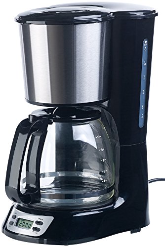 Rosenstein & Söhne Glaskrug-Kaffeemaschine: Programmierbare Kaffeemaschine für bis zu 12 Tassen, Timer, 1.000 Watt (Kaffeemaschine für Filterkaffee)