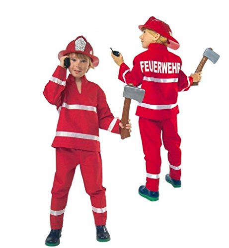 KarnevalsTeufel Feuerwehrmann Kostüm für Kinder, Freiwillige Feuerwehr (128)