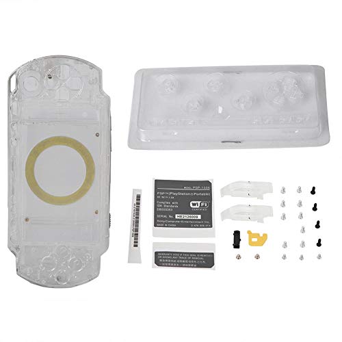 fasient Full Housing Case Cover Kit für PSP 1000, Ersatz für Gehäusedeckel Full Shell Housing Set mit Buttons Kit für PSP 1000 Replacement Shell(Transparent)