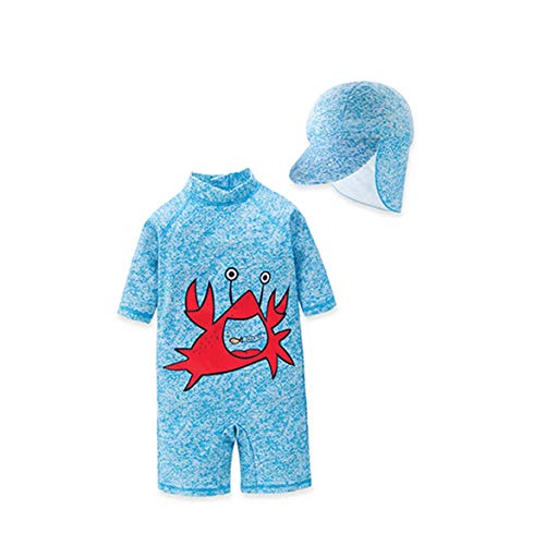 Cartoon Scarlet Boy Sonnenschutz Badeanzug + Badekappe Set 2-7 Jahre Alter Junge Hot Spring Badeanzug Badebekleidung für Kinder - Blau + 7T