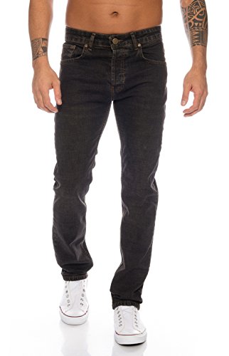 Lorenzo Loren Herren Jeans Hose Denim Jeans Used-Look Regular-Fit [LL326 - Schwarz - W38 L30]