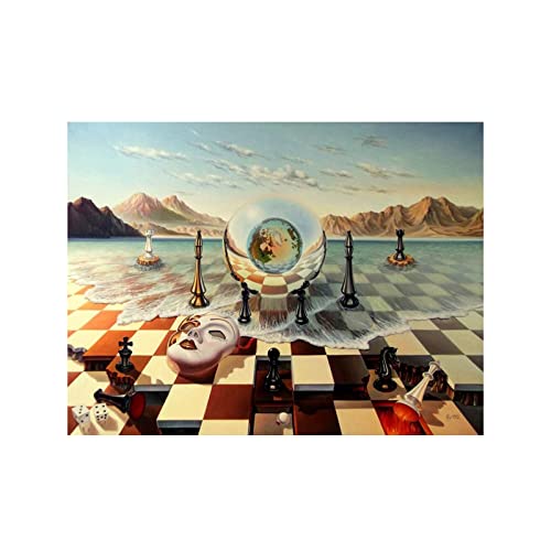 Salvador Dali Surrealismus Schachmaske Auf Meer Leinwand Gemälde Abstrakte Poster Und Drucke Wandbilder Für Wohnzimmer Wohnkultur,Ein,60X90Cm Ohne Rahmen