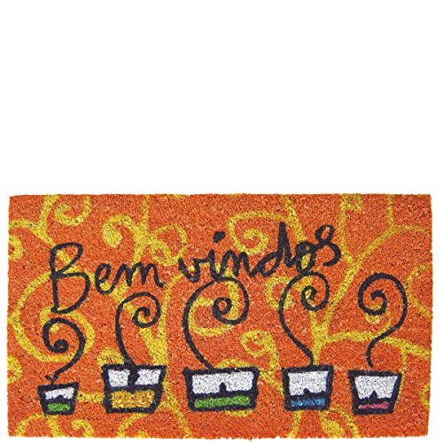 Laroom Fußmatte Kerzen Design bemvindos, Jute and Rutschfester Unterseite, Orange, 40 x 70 x 1.8 cm