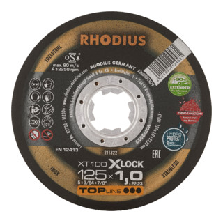 RHODIUS TOPline XT100 EXTENDED X-LOCK Extradünne Trennscheibe 115 x 1,0 x 22,23 mm