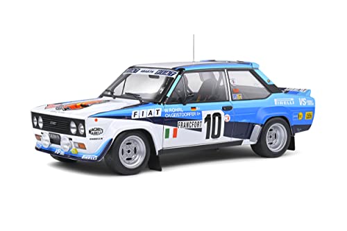 Solido 421187300 FIAT 131 Abarth #10, Rallye Monte Carlo 1980, Fahrer: W. Röhrl, Modellauto, Maßstab 1:18, weiß/blau