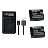 2 Stück 1800 mAh PAN BLC12 DMW-BLC12 Akku mit LCD-Akku-Ladegerät für Panasonic Lumix FZ1000, FZ200, FZ300, G5, G6, G7, GH2, DMC-GX8 (1 Stück Akku mit Ladegerät)