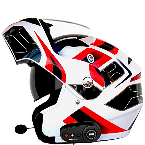 ZLYJ Bluetooth Modularer Motorrad Helm, Funk Sprechanlage Motorrad-Klapphelm mit Anti-Fog-Doppelscheib ECE Genehmigt Integralhelm für Erwachsene Männer Women C,L