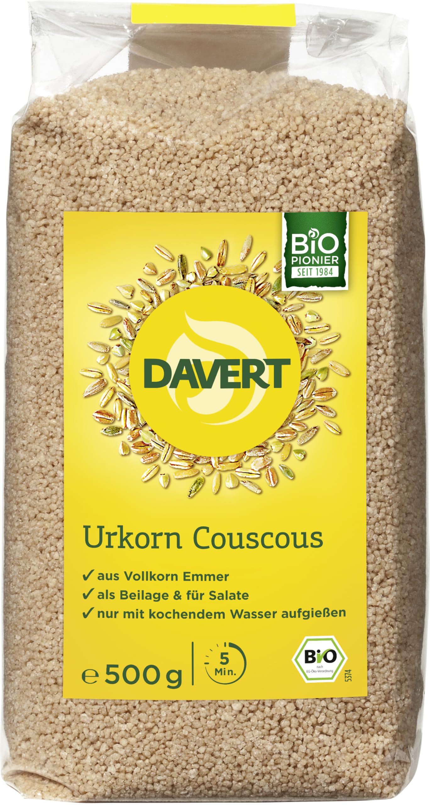 Davert Bio Urkorn Couscous aus Emmer (6 x 500 gr)