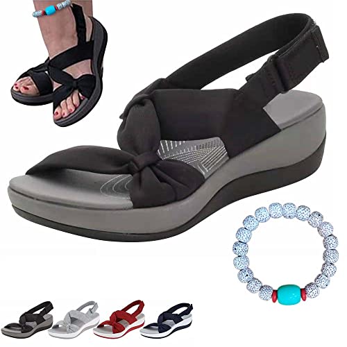 Women's Dr.Care Orthopedic Arch Support Reduces Pain Comfy Sandal, Orthopedic Sandals for Women Arch Support, Comfortable Good Arch Support Strappy Walking Sandals (Black,38)