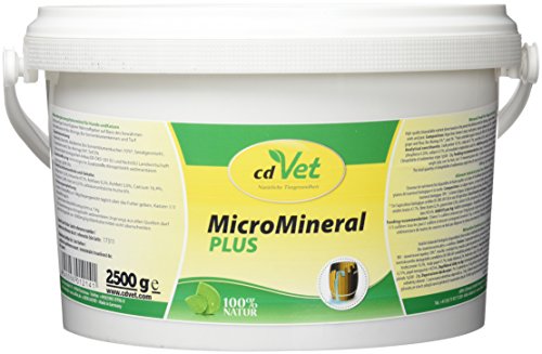 cdVet Naturprodukte MicroMineral plus Hund & Katze 2,5 kg - extra Zink und Selen - Vitamin, Mineralstoff- und Spurenelementgeber - Magensäurebinder - Schadstoffebinder - Magen-Darm Regulation -