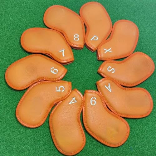 Golfschläger-Abdeckung, Schlägerkopf-Kugelkopf-Abdeckung, for Eisenschläger, leicht, langlebig, tragbar, passend for alle Eisenschläger (Color : Orange Magnet Closed)